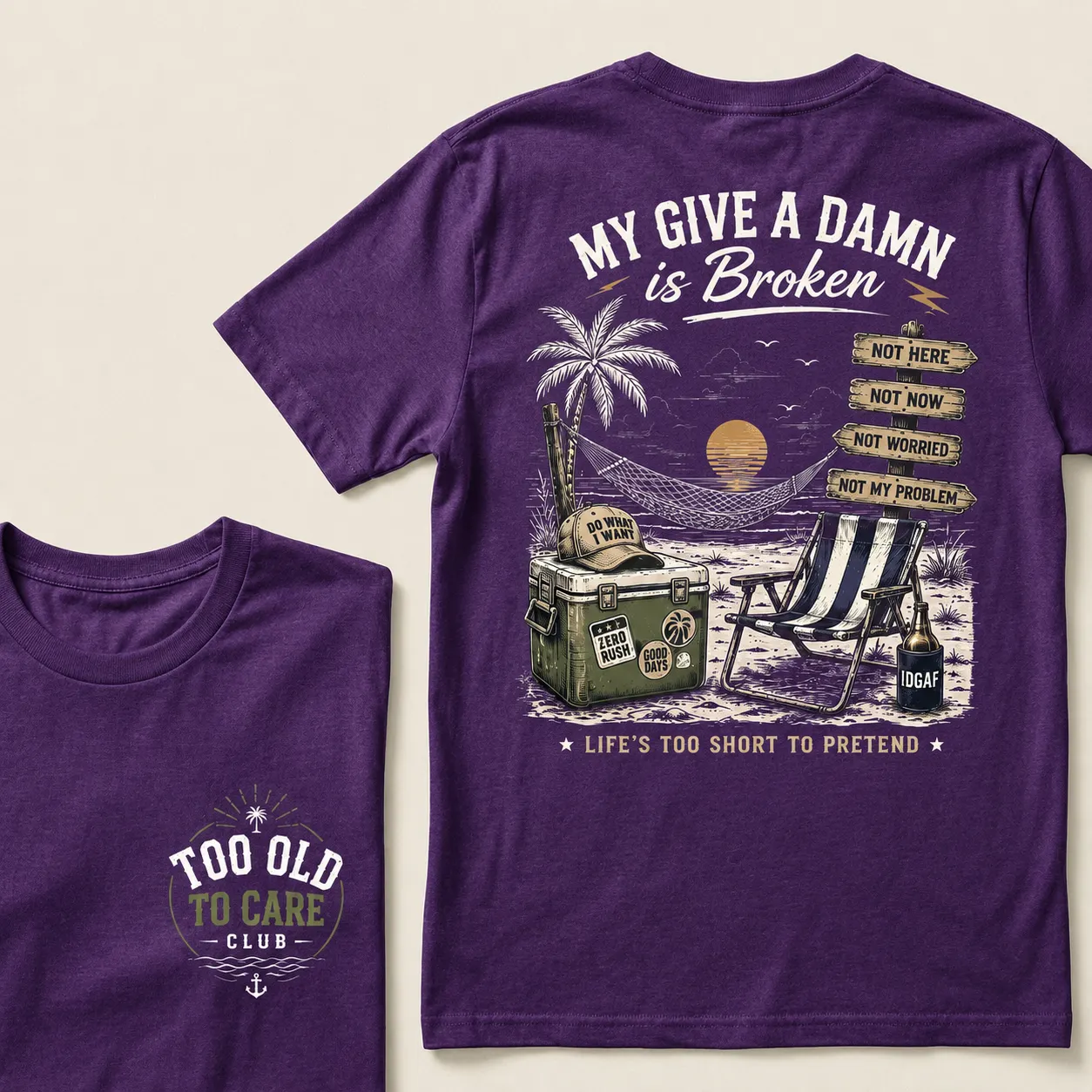 My Give A Damn Is Broken The Original Beach Retro T-Shirt