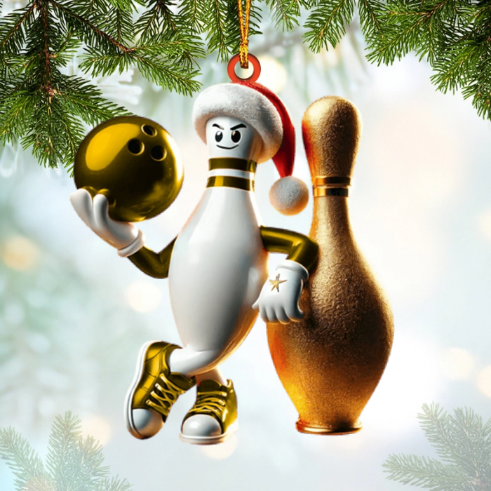 Custom Name Bowling Personalized Acrylic Ornament Christmas Gift for Bowling Lover