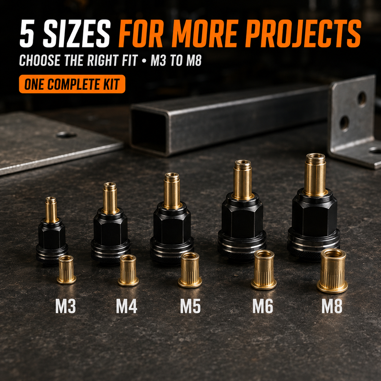 Complete Drill-Powered Rivet Nut Kit – M3–M8 Threaded Insert Tool Set🔧 