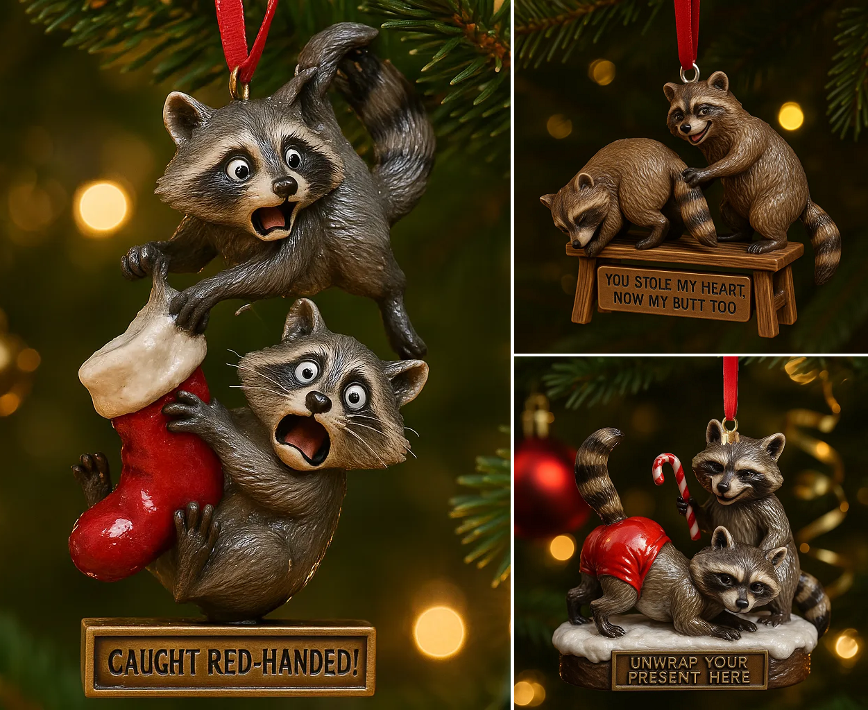 🎄Christmas Pre-Sale 50%OFF 🎁🦝✨ Funny Raccoon Christmas Ornaments 2025