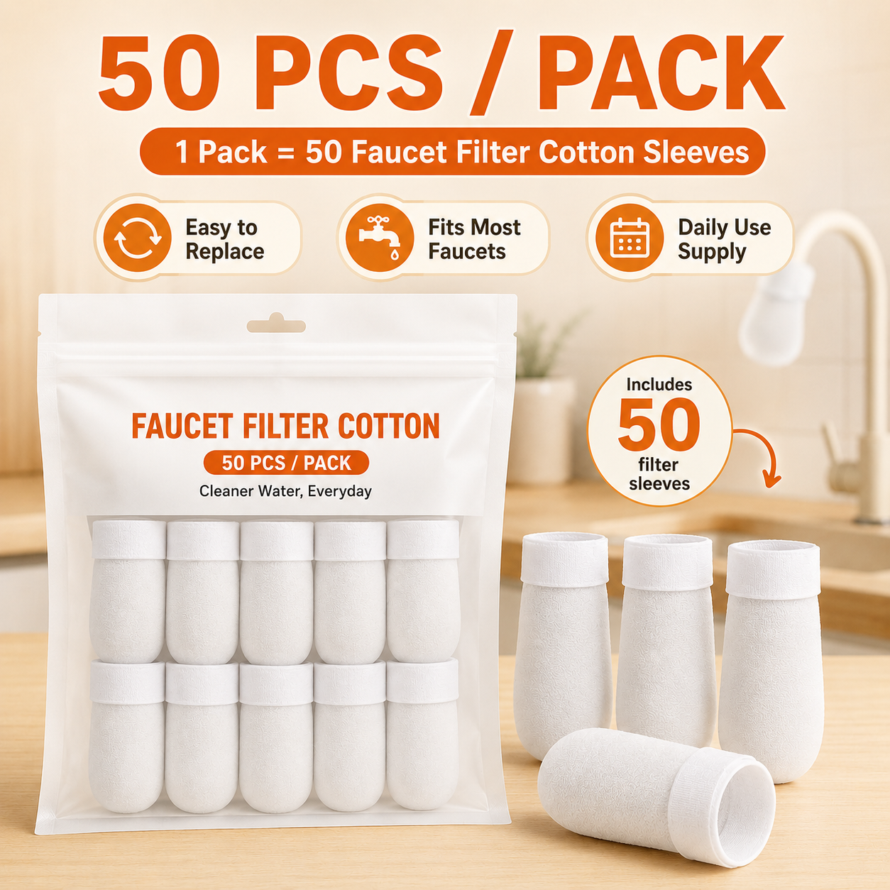 Faucet Filter Cotton – Anti-Splash Water Flow Filter Sleeve 🚰✨