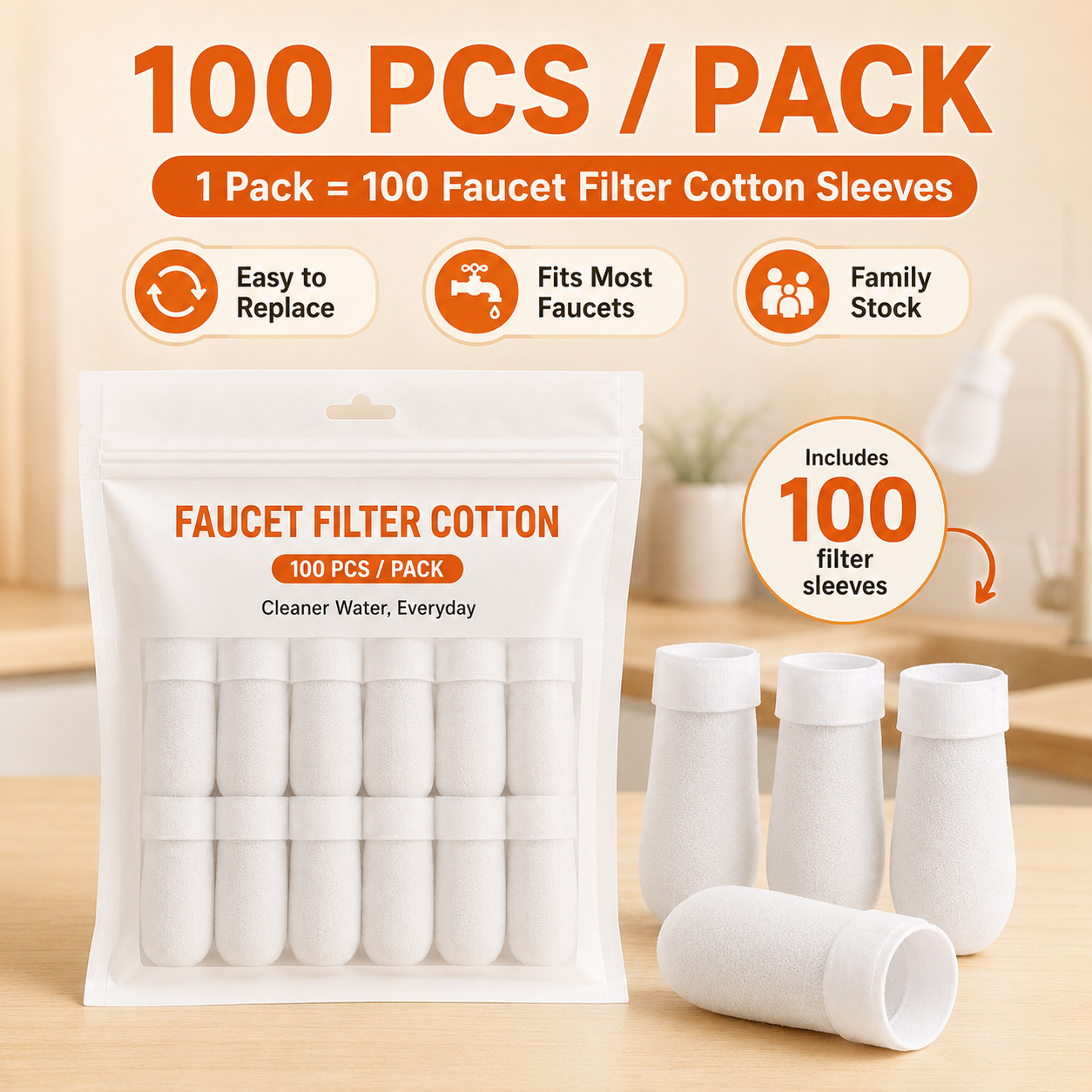 Faucet Filter Cotton – Anti-Splash Water Flow Filter Sleeve 🚰✨