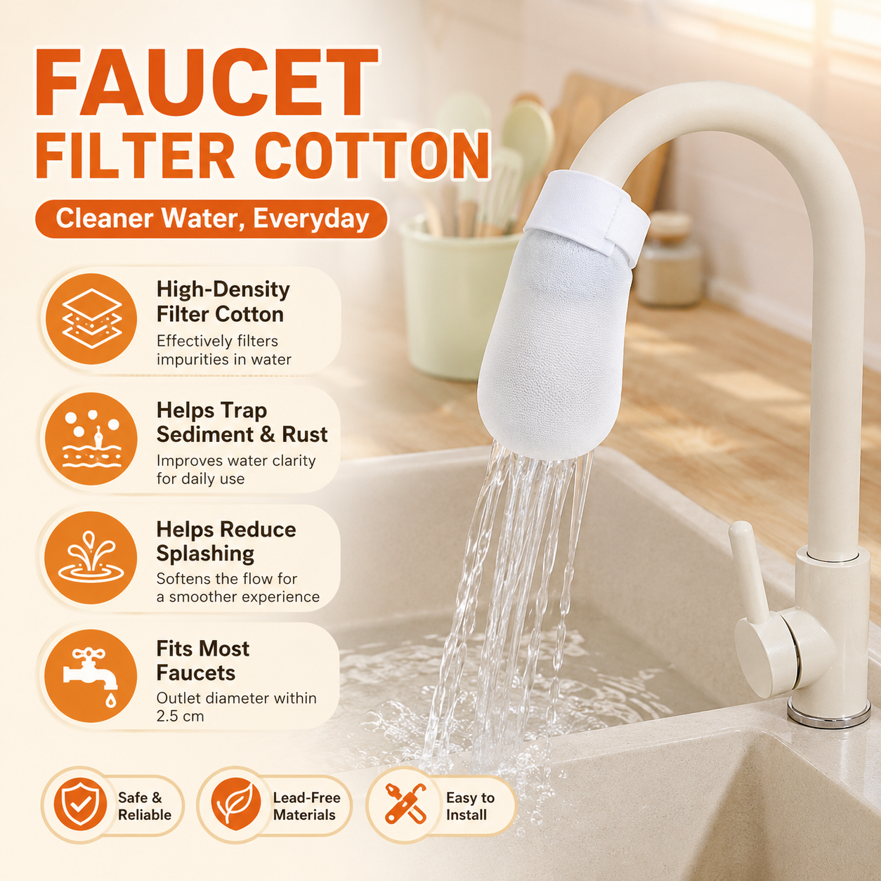 Faucet Filter Cotton – Anti-Splash Water Flow Filter Sleeve 🚰✨