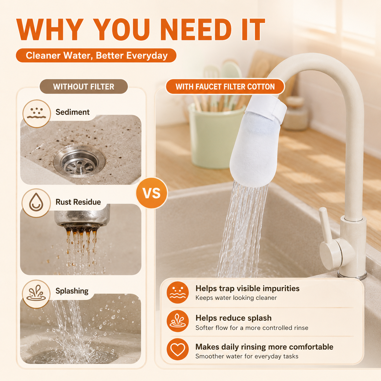 Faucet Filter Cotton – Anti-Splash Water Flow Filter Sleeve 🚰✨