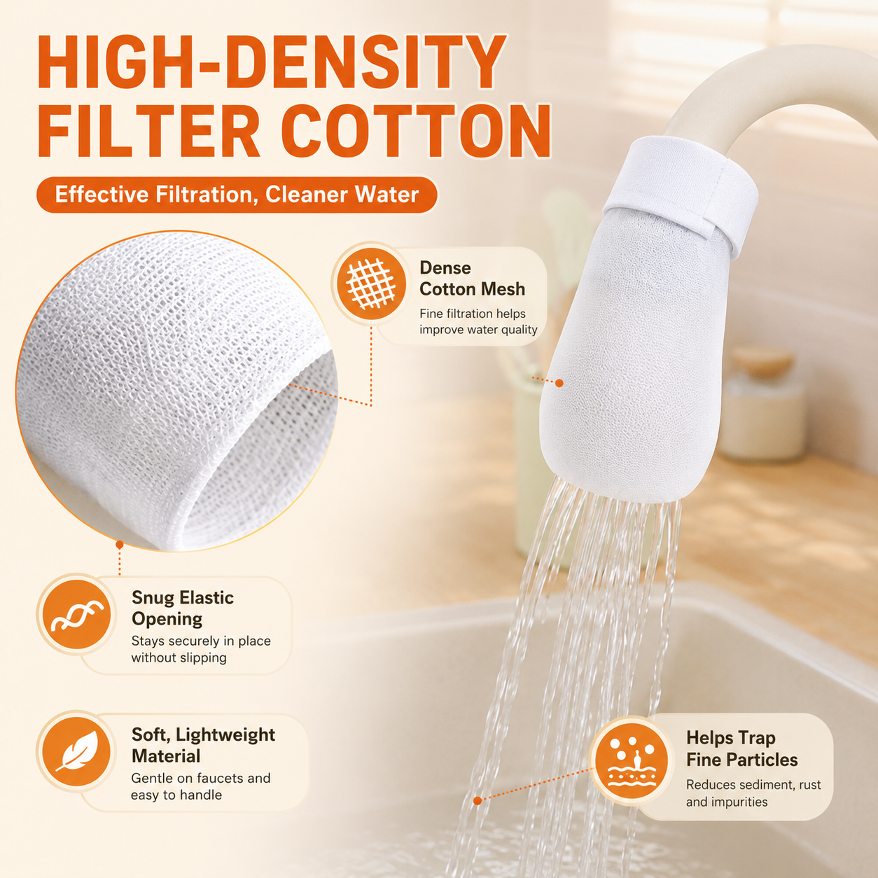 Faucet Filter Cotton – Anti-Splash Water Flow Filter Sleeve 🚰✨