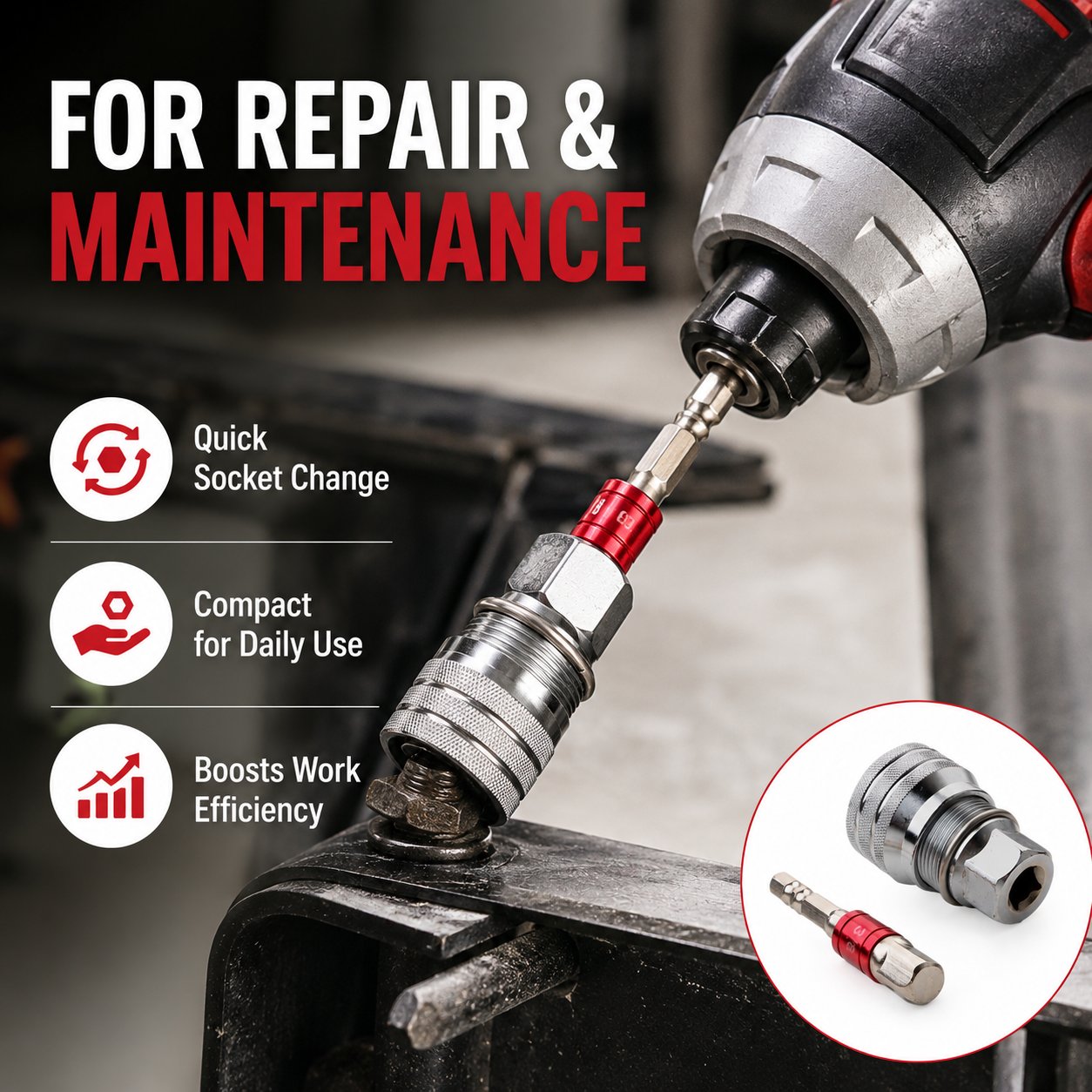 🔧 One Socket Replaces Them All — Fits 10–19mm Bolts & Nuts in Seconds