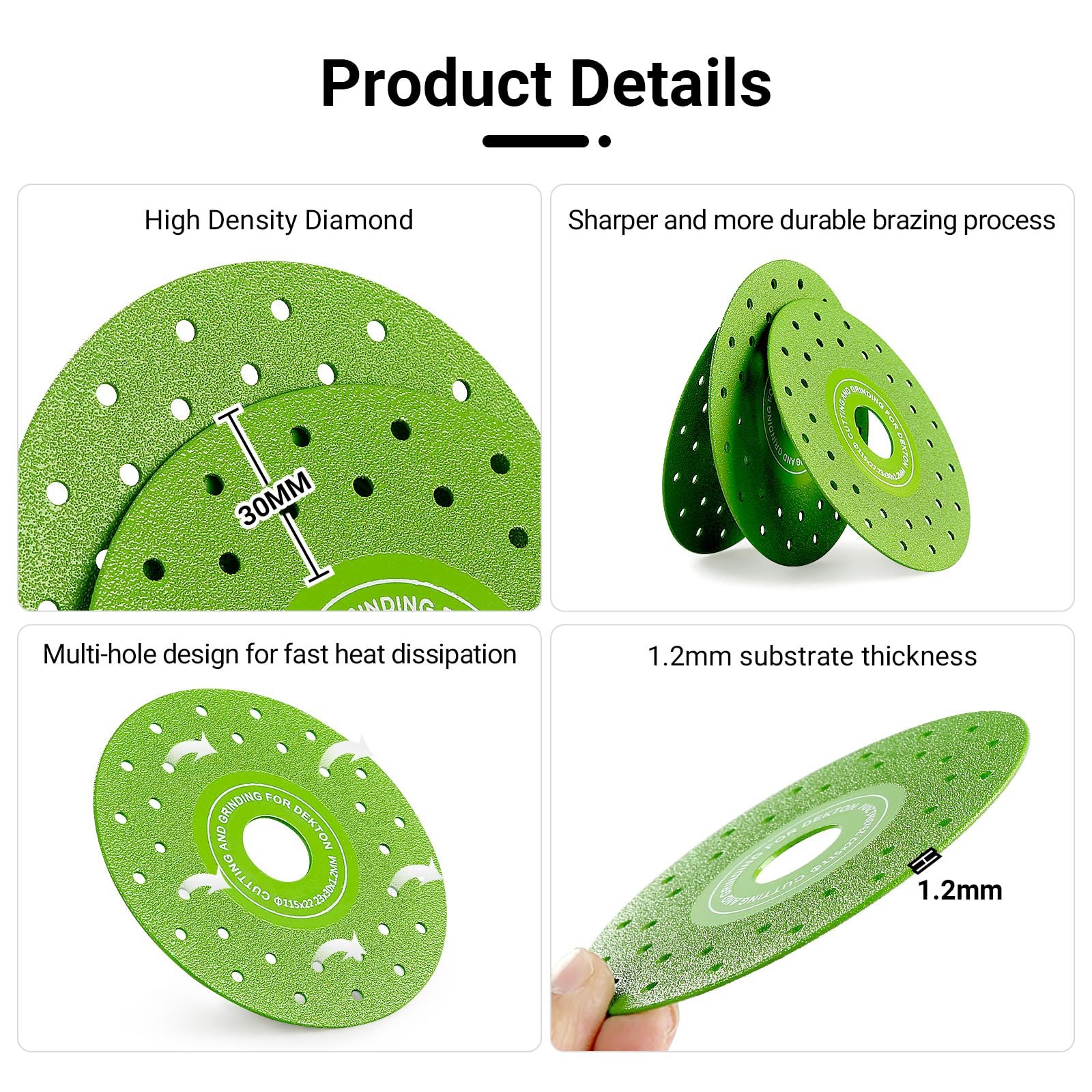 3PCS 115MM Ultra-Thin Vacuum Brazed Diamond Grinding Discs
