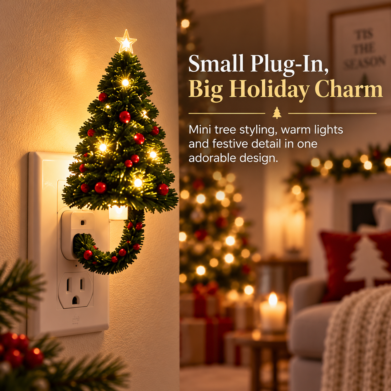 Mini Christmas tree plug-in projector night light