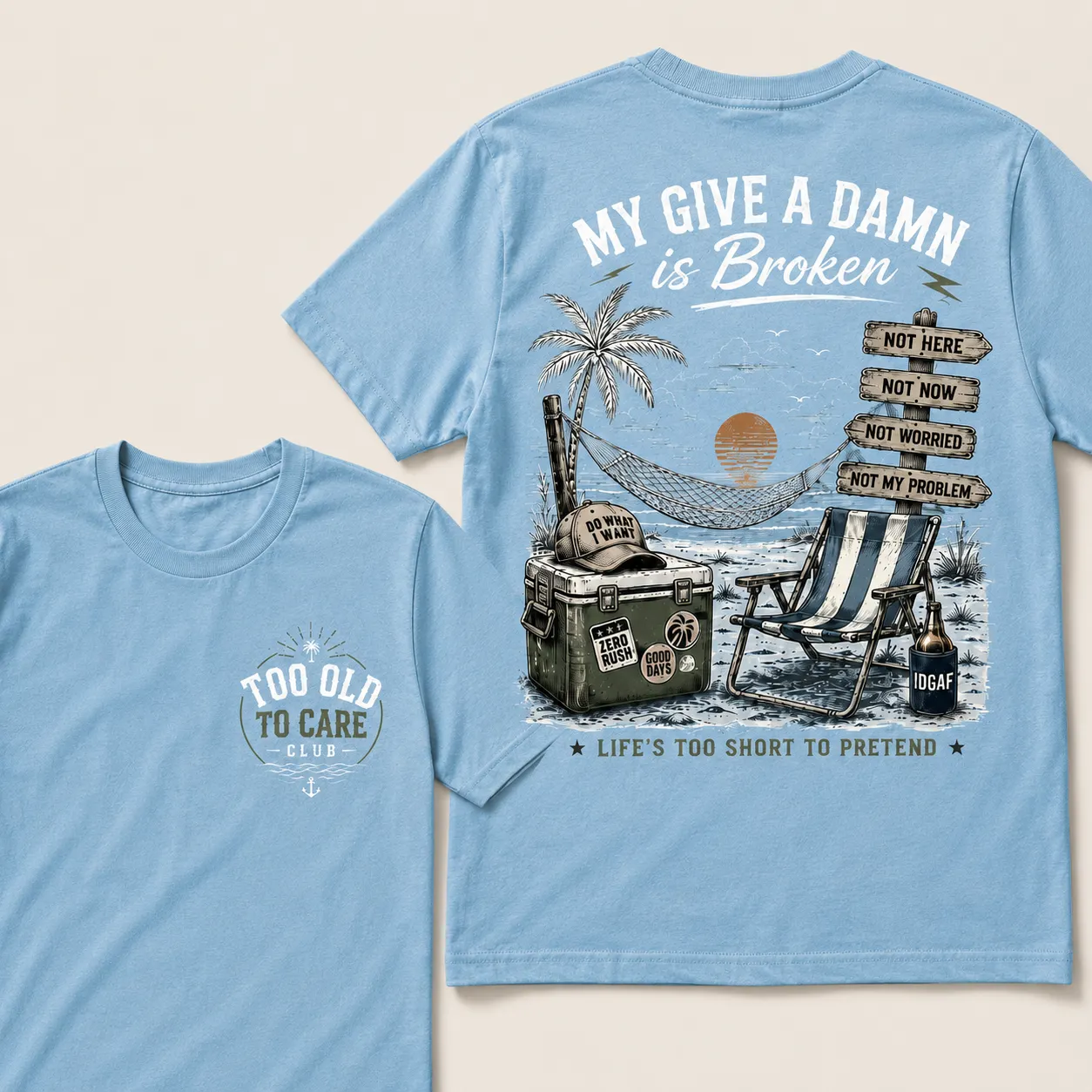 My Give A Damn Is Broken The Original Beach Retro T-Shirt