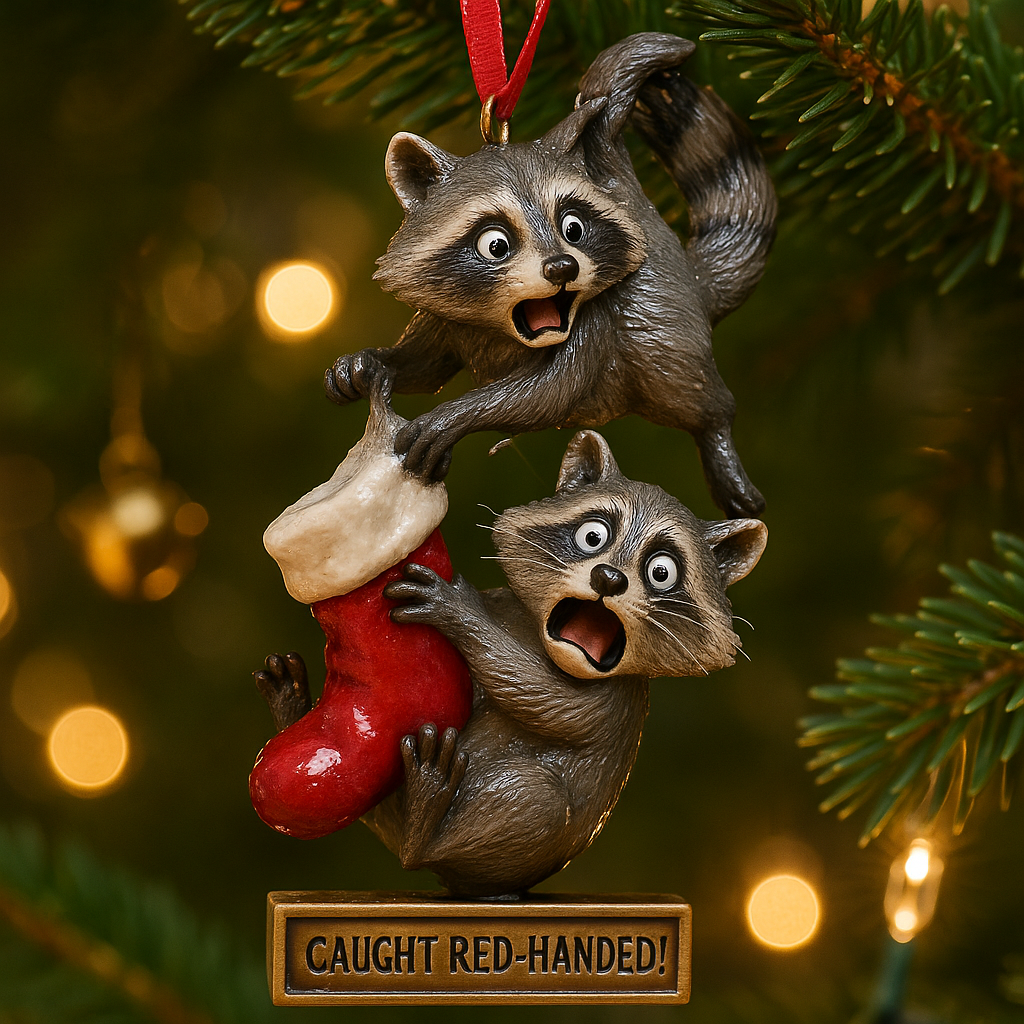 🦝✨ Funny Raccoon Christmas Ornaments 2025