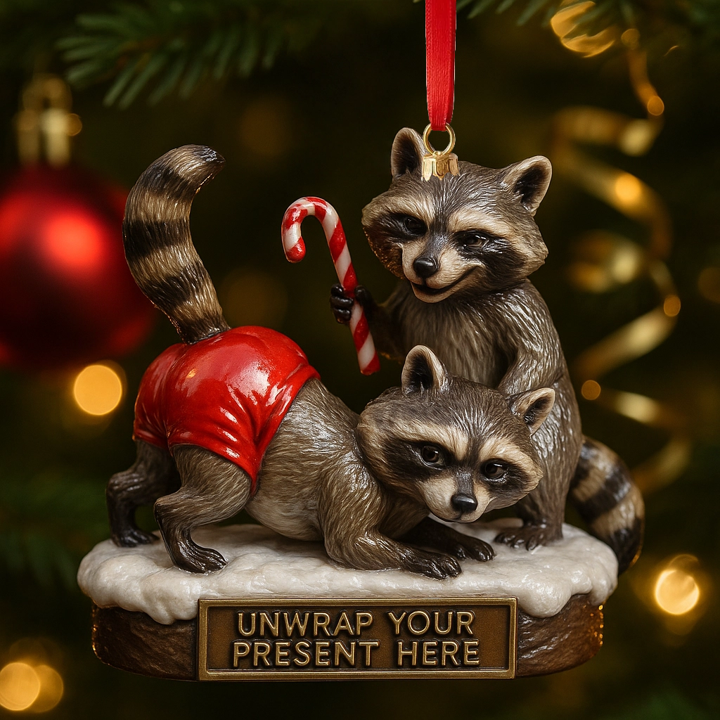🦝✨ Funny Raccoon Christmas Ornaments 2025