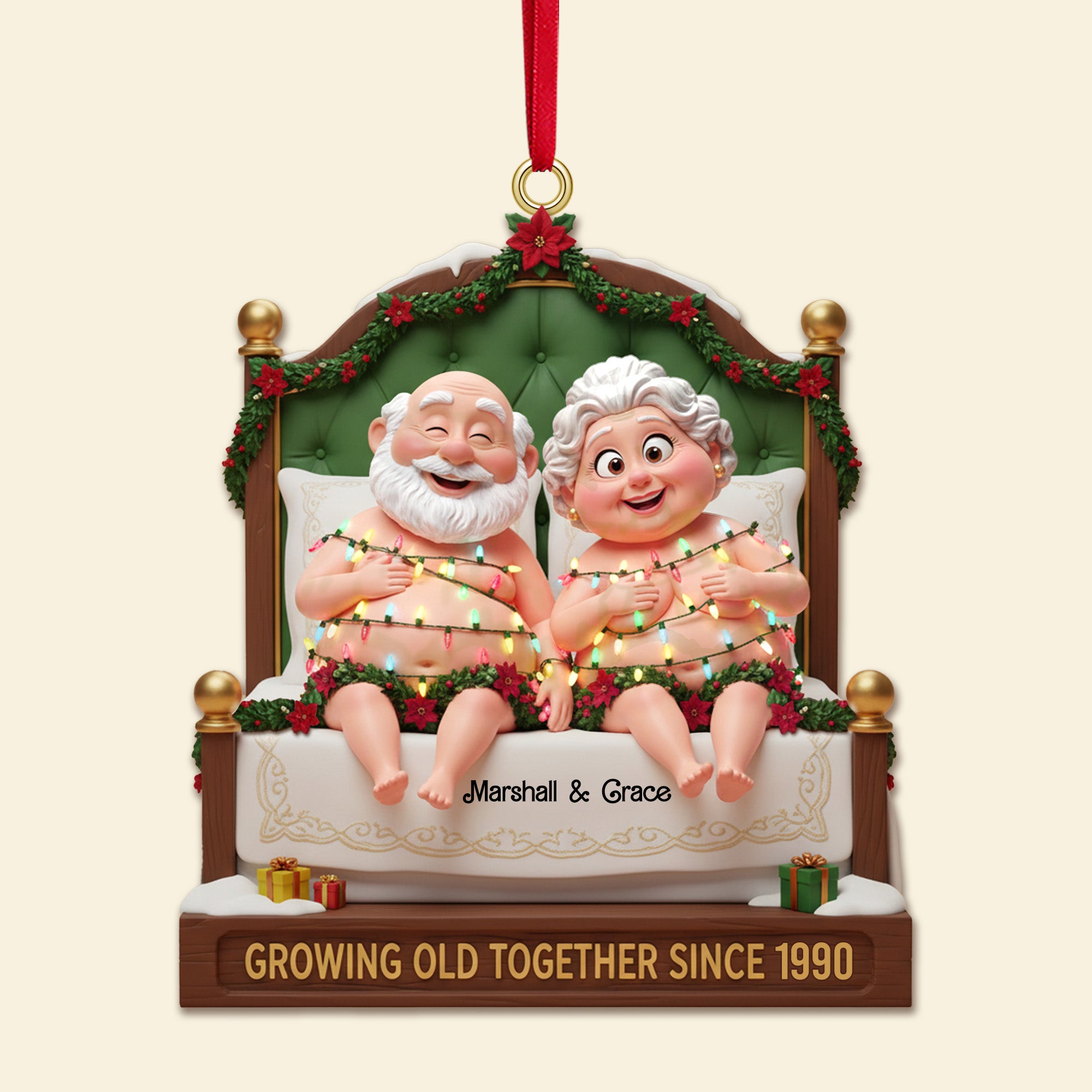 Personalized Gifts For Christmas, Lovely Old Couple Ornament