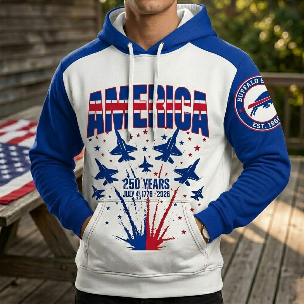 Buffalo Bills US 250th Anniversary All Over Printed Hoodie Unisex Sizes