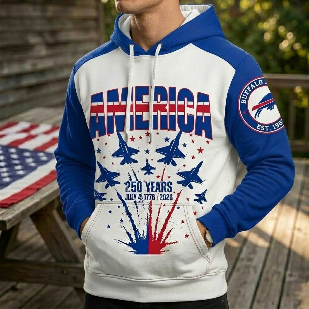 Buffalo Bills US 250th Anniversary All Over Printed Hoodie Unisex Sizes