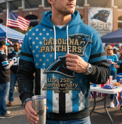 Carolina Panthers US 250th Anniversary All Over Printed Hoodie Unisex Sizes