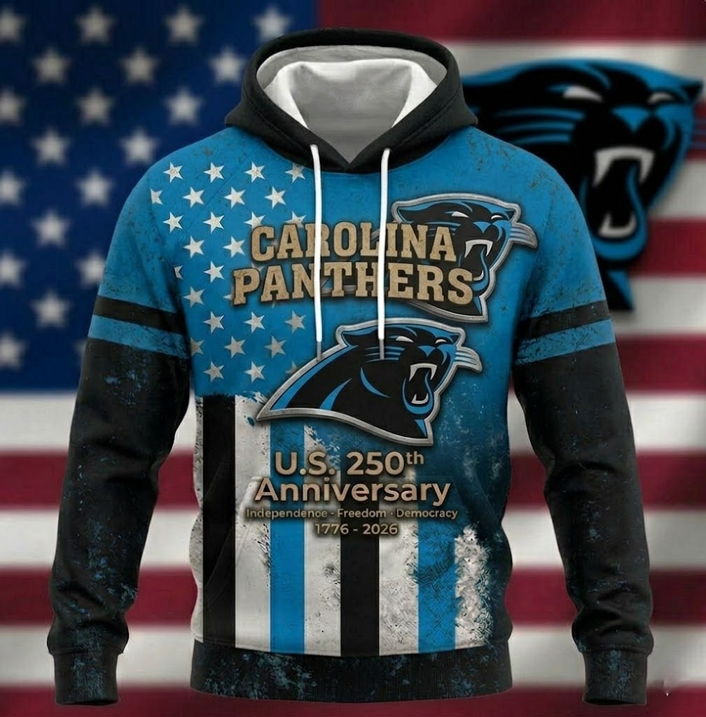 Carolina Panthers US 250th Anniversary All Over Printed Hoodie Unisex Sizes