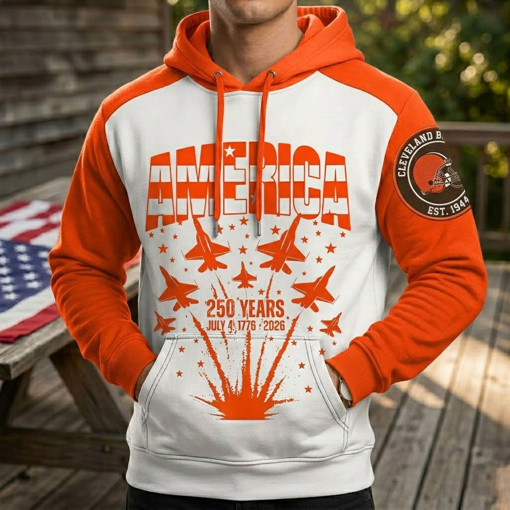 Cleveland Browns US 250th Anniversary All Over Printed Hoodie Unisex Sizes