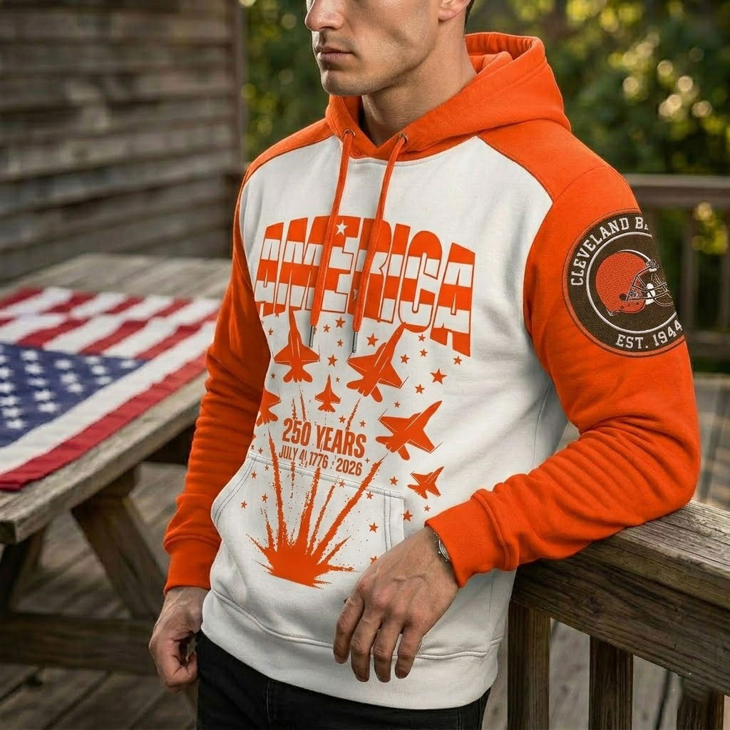 Cleveland Browns US 250th Anniversary All Over Printed Hoodie Unisex Sizes