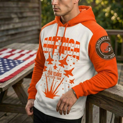 Cleveland Browns US 250th Anniversary All Over Printed Hoodie Unisex Sizes