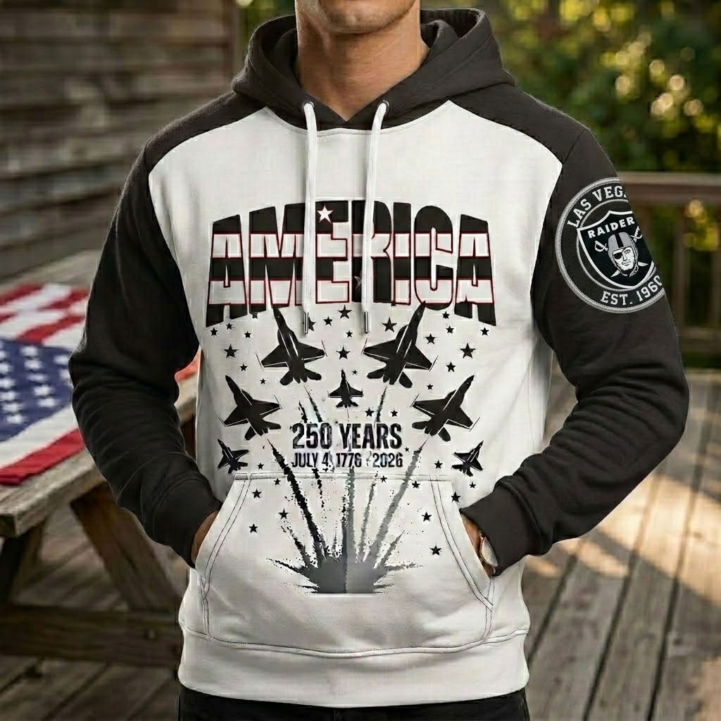 Las Vegas Raiders US 250th Anniversary All Over Printed Hoodie Unisex Sizes