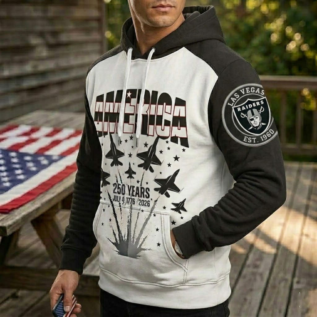Las Vegas Raiders US 250th Anniversary All Over Printed Hoodie Unisex Sizes