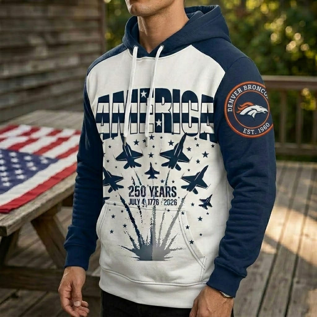 Denver Broncos US 250th Anniversary All Over Printed Hoodie Unisex Sizes