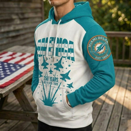 Miami Dolphins US 250th Anniversary All Over Printed Hoodie Unisex Sizes