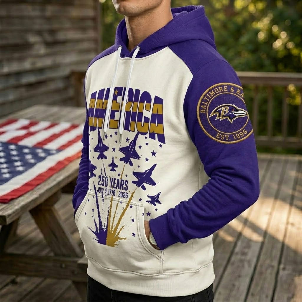 Baltimore Ravens US 250th Anniversary All Over Printed Hoodie Unisex Sizes