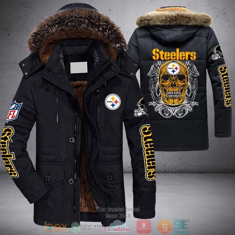 Pittsburgh Steelers Skull Face New 2 Colors Limited Edition Warm Parka Jacket With Fur Hood For Winter GTS010594