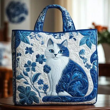 Beautiful Cat 3D Printed Quilted Tote Bag 