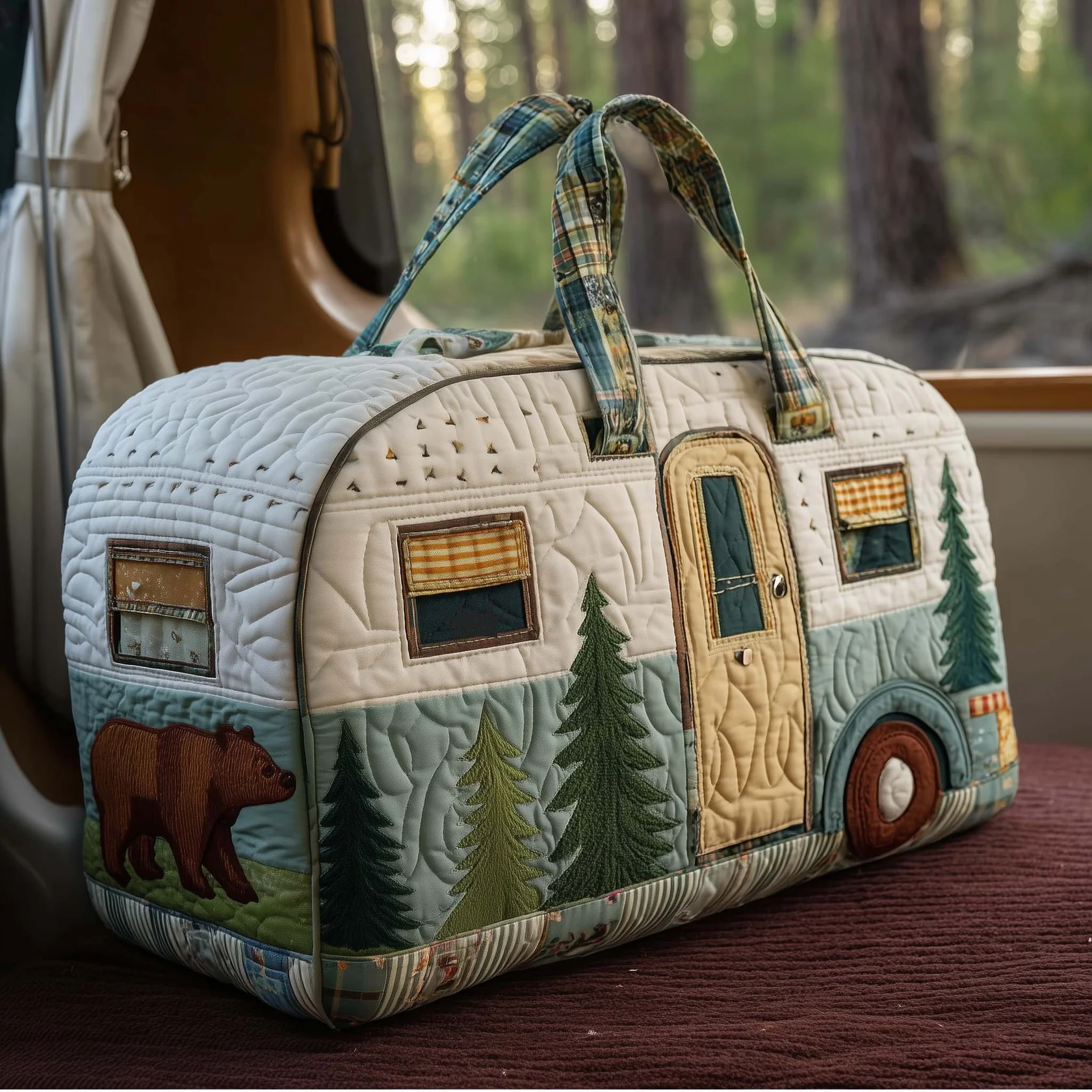 Vintage Camper Limted Edition Style 2 Quilted Duffle Bag 