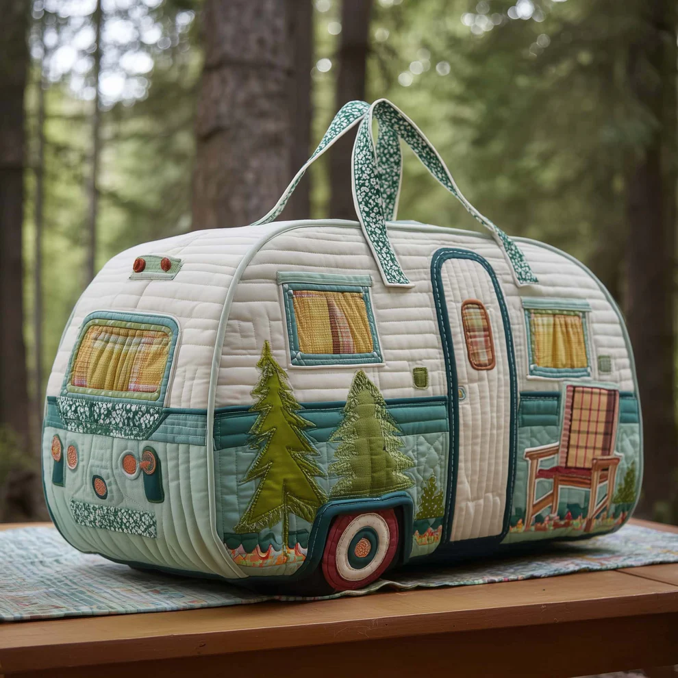 Vintage Camper Limted Edition Style 2 Quilted Duffle Bag 