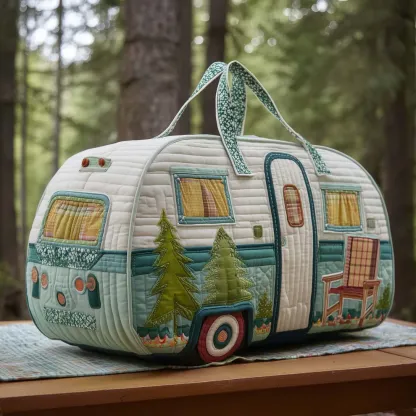 Vintage Camper Limted Edition Style 2 Quilted Duffle Bag 