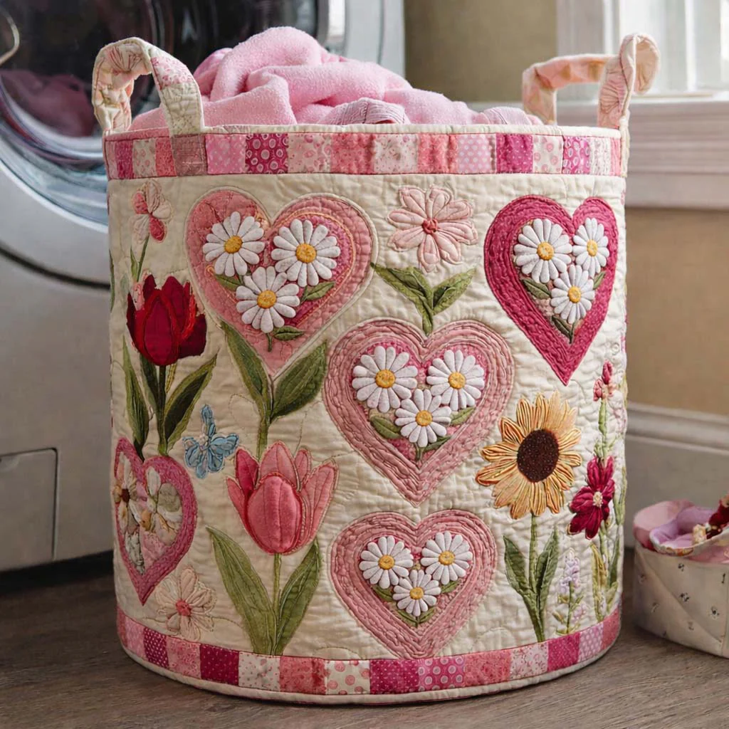 Hearted Flowers Limted Edition Quilted Laundry Basket