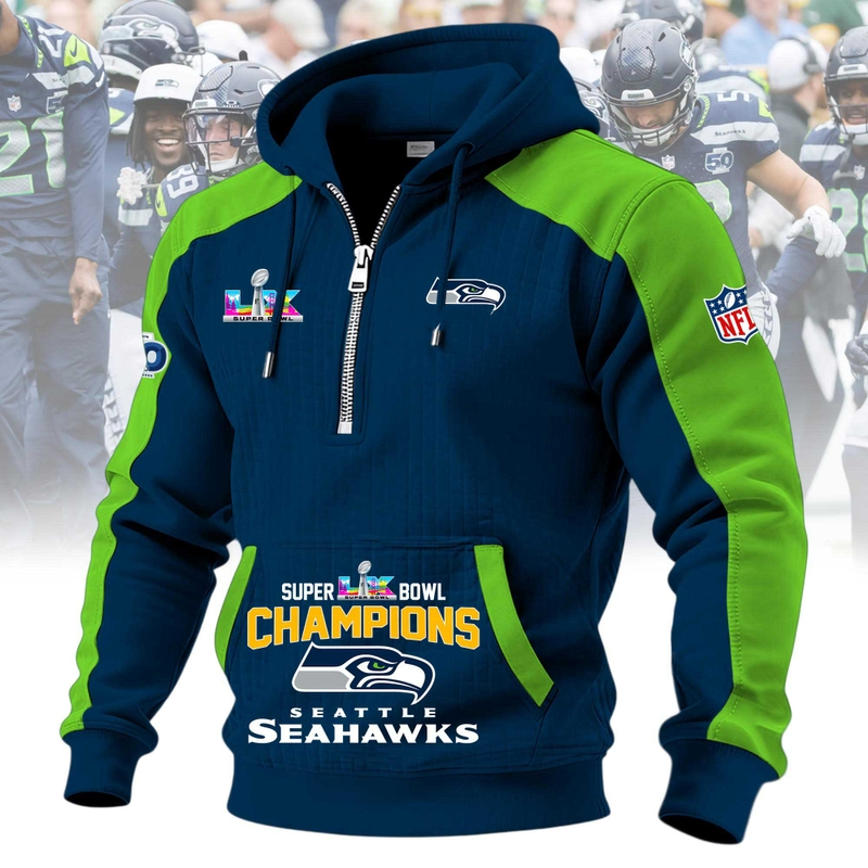 Seattle Seahawks Super Bowl LX 2026 Men’s Fleece Half-Zip Hoodie GTS015384