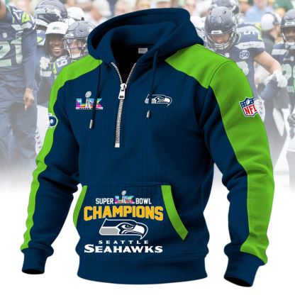 Seattle Seahawks Super Bowl LX 2026 Men’s Fleece Half-Zip Hoodie GTS015384