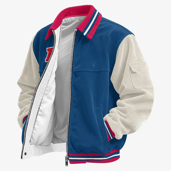 Royal Blue And Red Colors Touchdown Classic Varsity Jacket 
