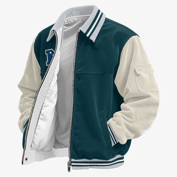 Midnight Green And Silver Colors Touchdown Classic Varsity Jacket 