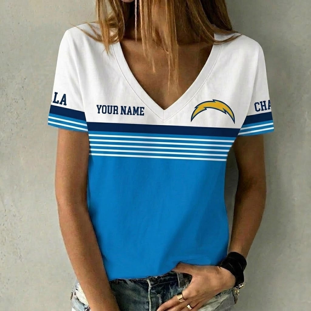 Chargers Personalized Women V Neck T-Shirt