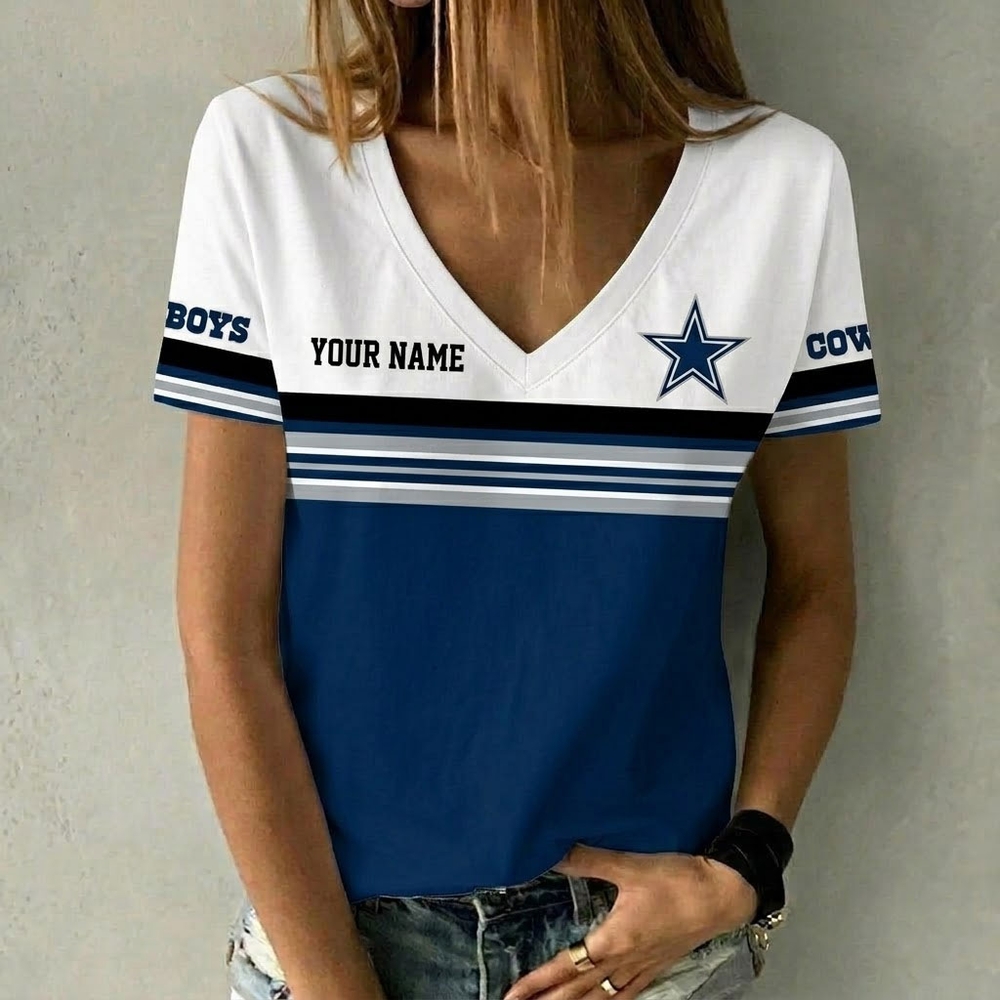 Cowboys Personalized Women V Neck T-Shirt