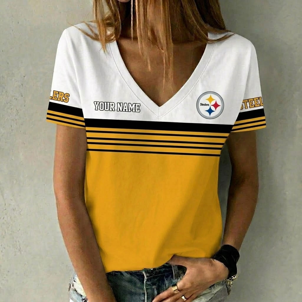 Steelers Personalized Women V Neck T-Shirt