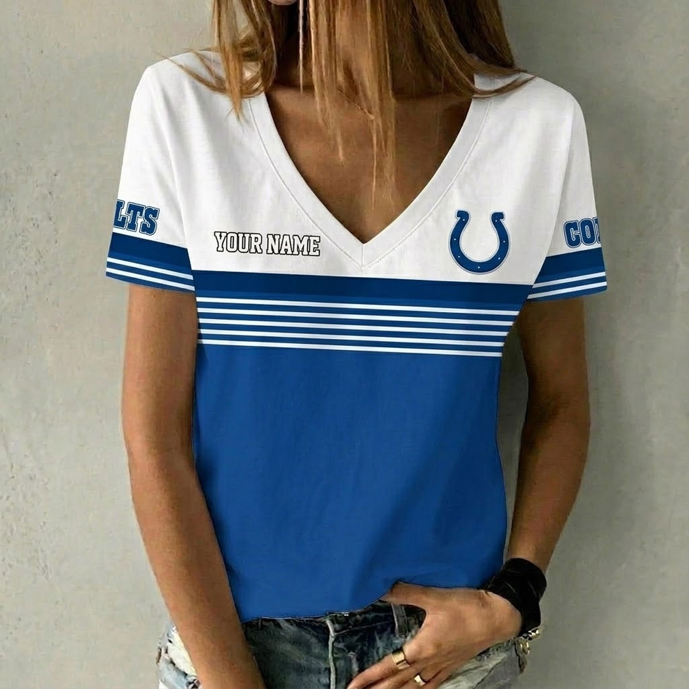 Colts Personalized Women V Neck T-Shirt