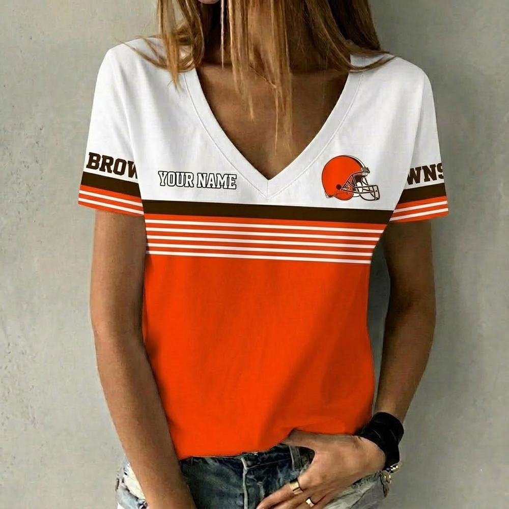 Browns Personalized Women V Neck T-Shirt GTS015521