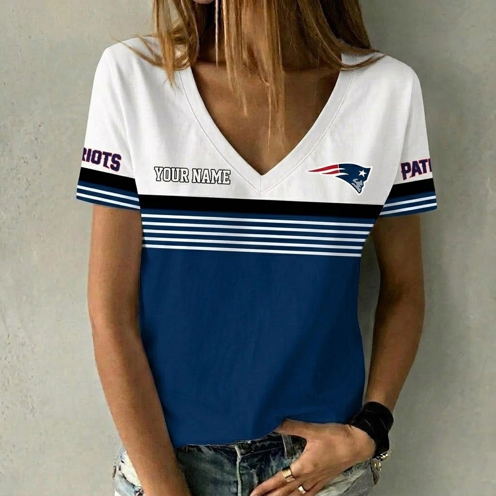 Patriots Personalized Women V Neck T-Shirt