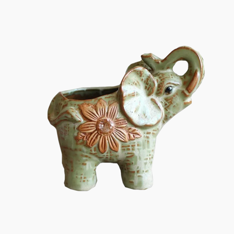 Ceramic Flower Pot for Succulents  Elephantshaped Design  Lucky Charm