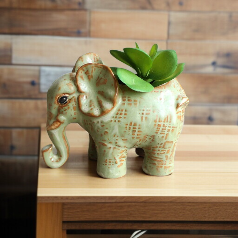 Ceramic Flower Pot for Succulents  Elephantshaped Design  Lucky Charm