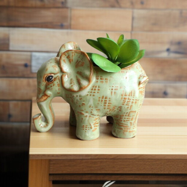 Ceramic Flower Pot for Succulents  Elephantshaped Design  Lucky Charm