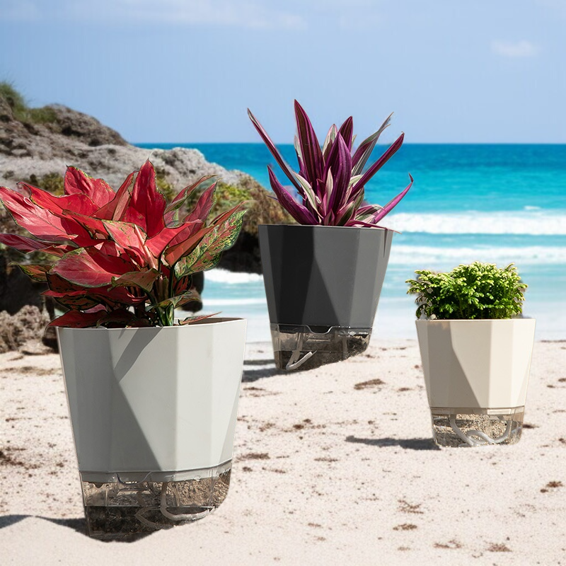 Lazy flowerpot large balcony white water-absorbing transparent plastic thickened simple indoor hydro