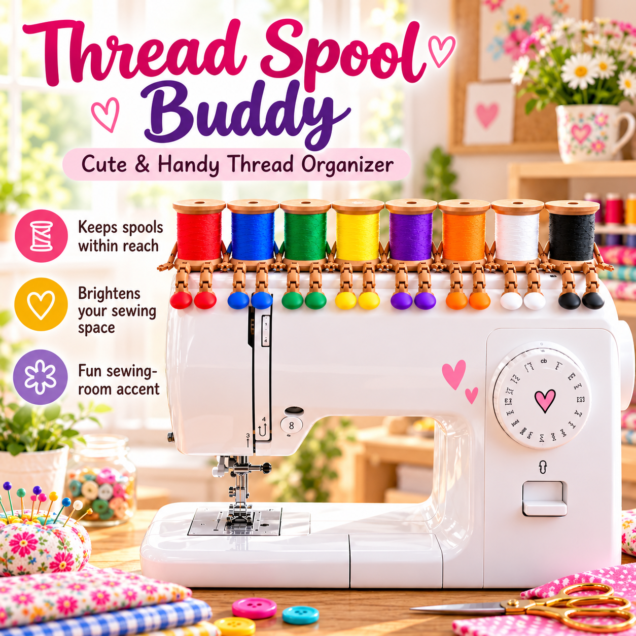 Thread Spool Buddy sewing-themed decorative companion