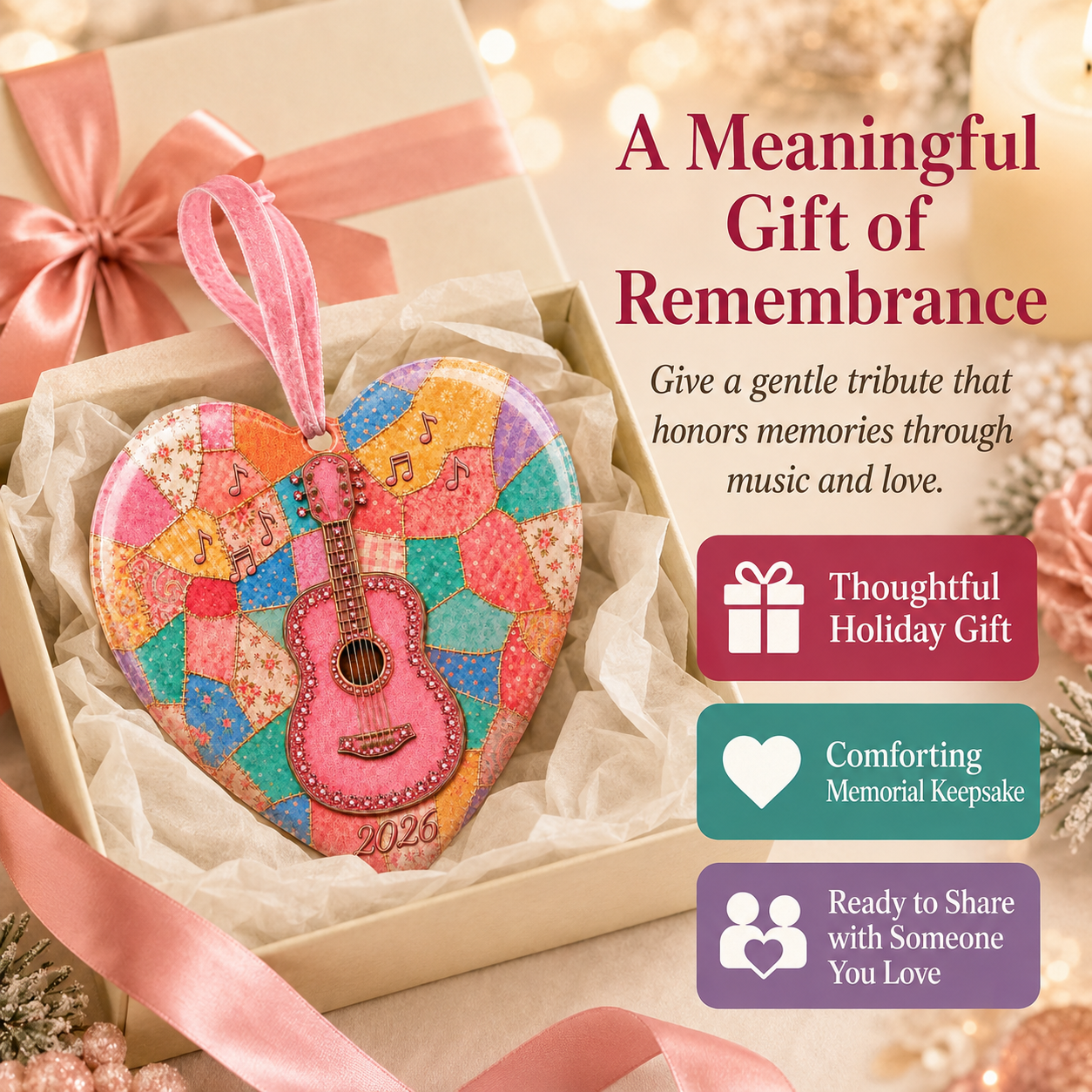 Heart-shaped country music memorial ornament